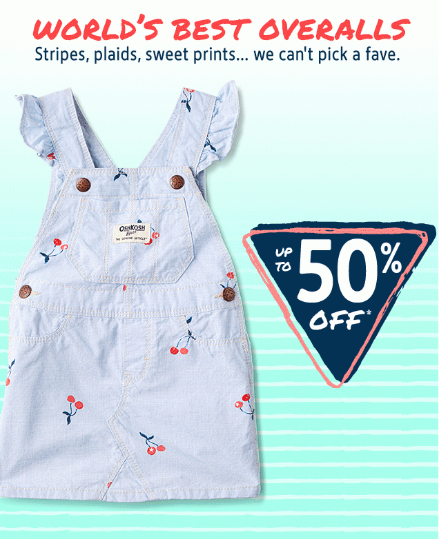 WORLD'S BEST OVERALLS | Stripes, plaids, sweet prints... we can't pick a fave. | UP TO 50% OFF*