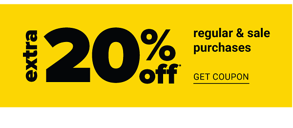 Extra 20% off regular & sale purchases. Get Coupon.