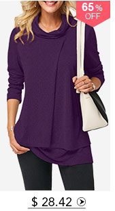 Long Sleeve Cowl Neck Layered T Shirt