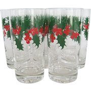 Set of 8 Holly Leaf w/Berries Christmas Tumblers