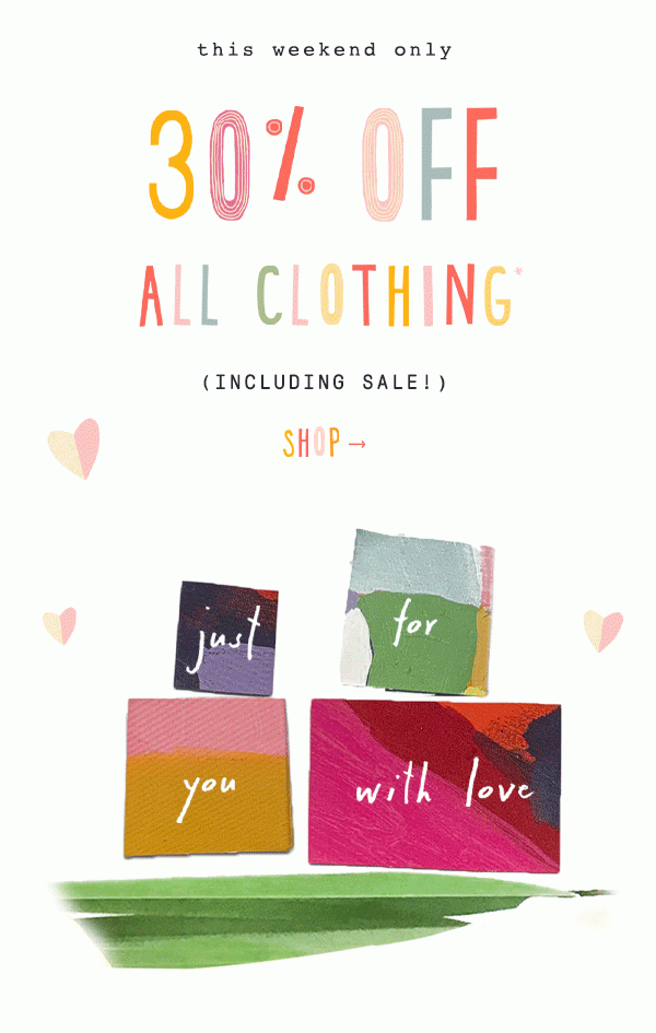 Shop 30% off clothes.