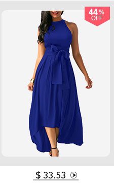 Royal Blue Cardigan and Belted Asymmetric Hem Dress