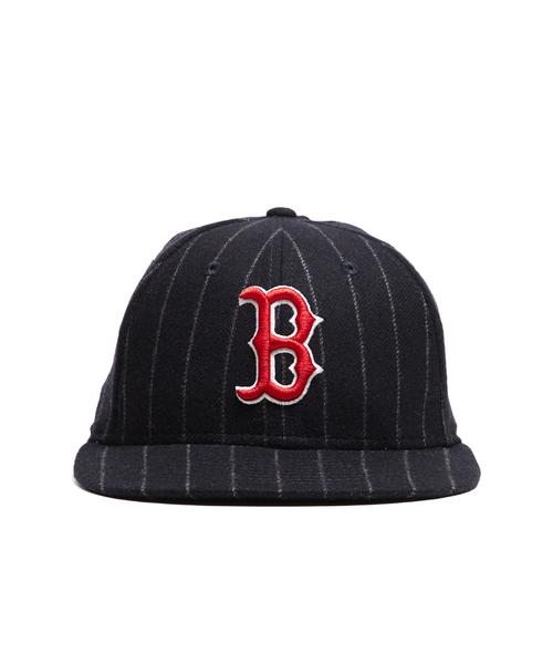 EXCLUSIVE NEW ERA BOSTON RED SOX IN ABRAHAM MOON NAVY WOOL CHALKSTRIPE