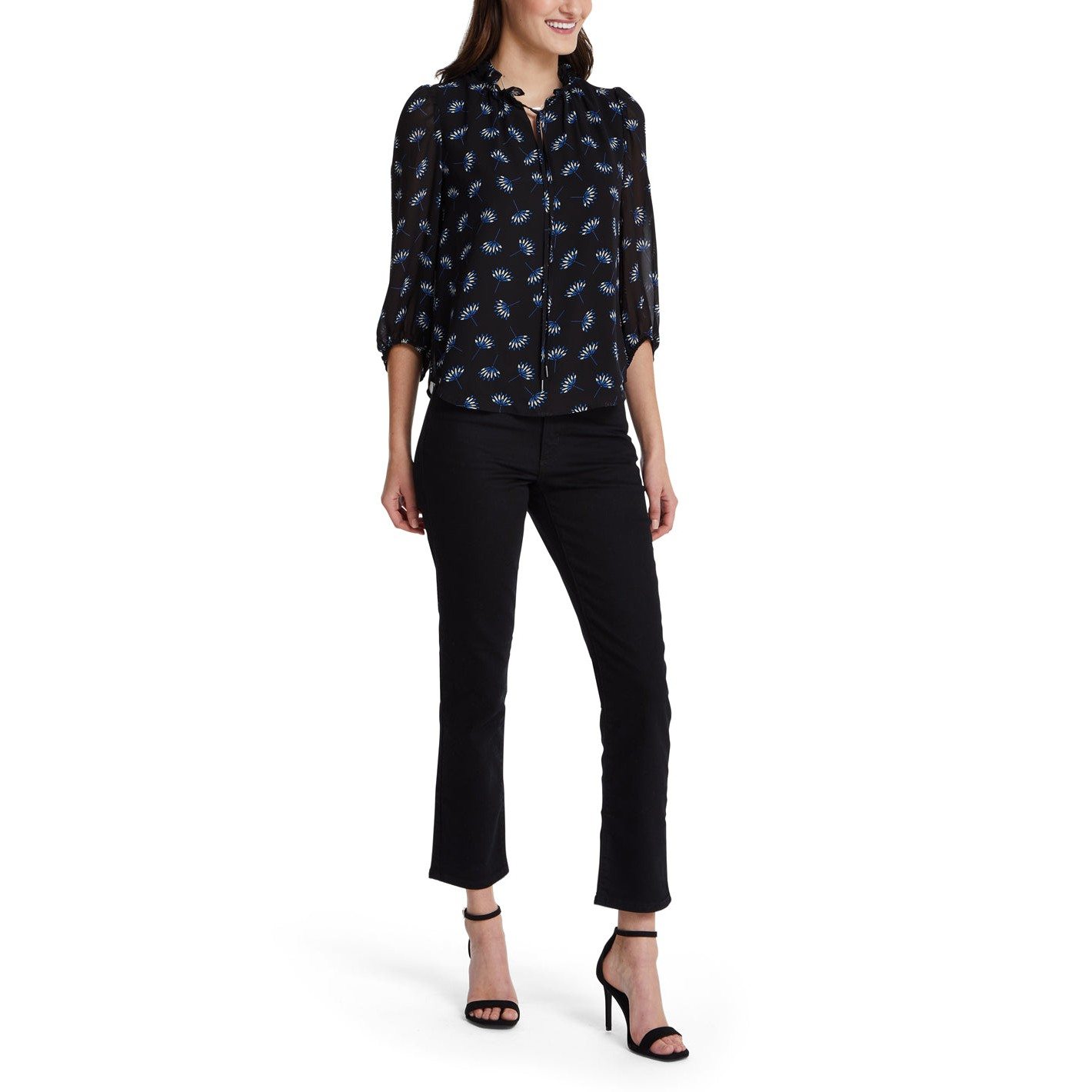 Tango Printed Tulla Blouse - ANNE BLK/DK AZURE CM / L