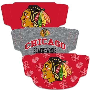 Chicago Blackhawks WinCraft Adult Face Covering 3-Pack - MADE IN USA