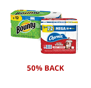 50% Back In Rewards On All Bounty Paper Towels & Charmin