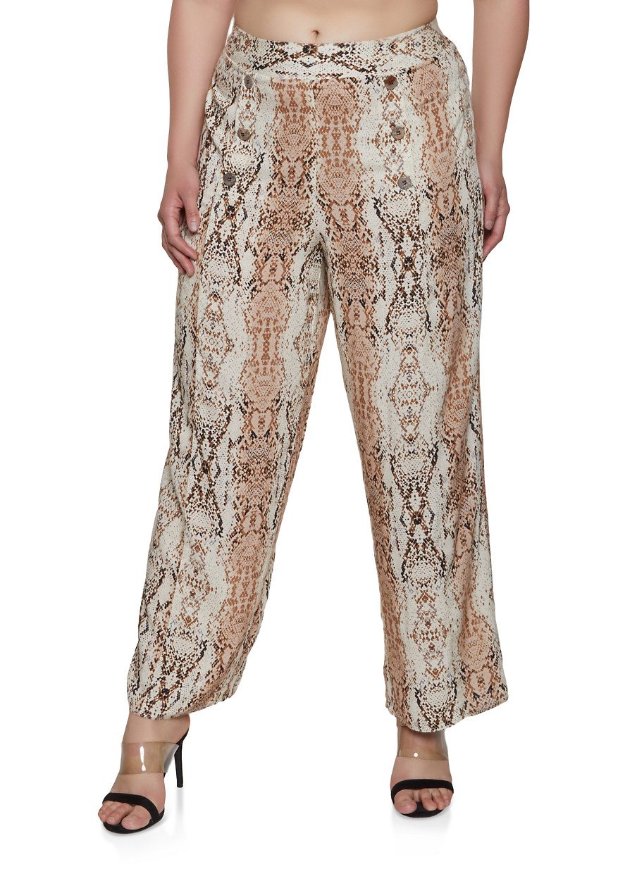 Plus Size Snake Print Sailor Pants