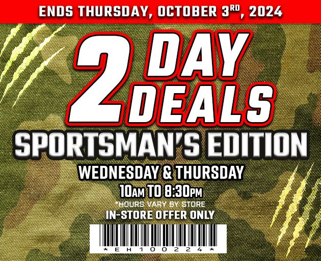 Sportsman's Coupons - Wednesday and Thursday. CODE EH100224