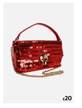 Womens Red All Over Sequin Handle Bag