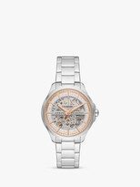 AX5261 Women's Hampton Skeleton Dial Automatic Bracelet Strap Watch, Silver/Rose Gold