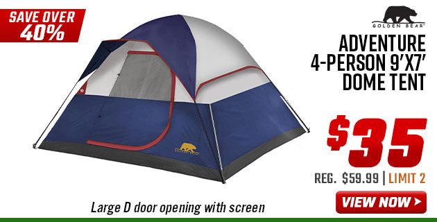 Golden Bear Adventure 4-Person 9' x 7' Dome Tent