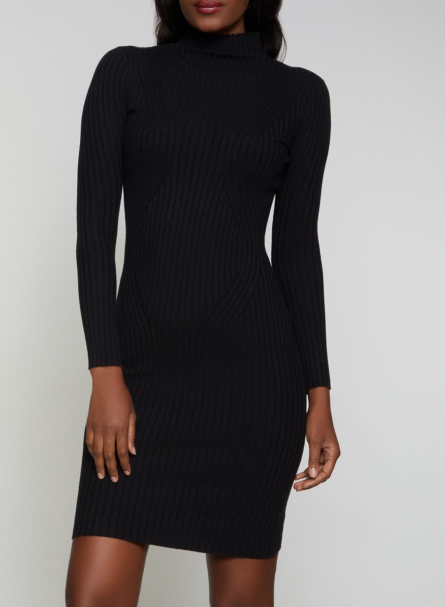 Ribbed Turtleneck Sweater Dress