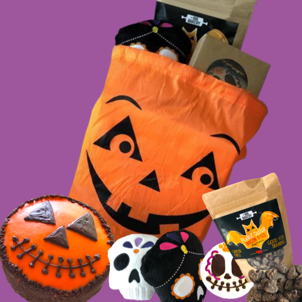 Grab Your Dog their own Limited Edition Halloween Trick Or Treat Bag that's jam packed with goodies.