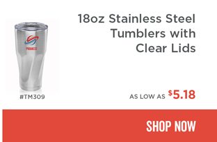 18oz Stainless Steel Tumblers with Clear Lids