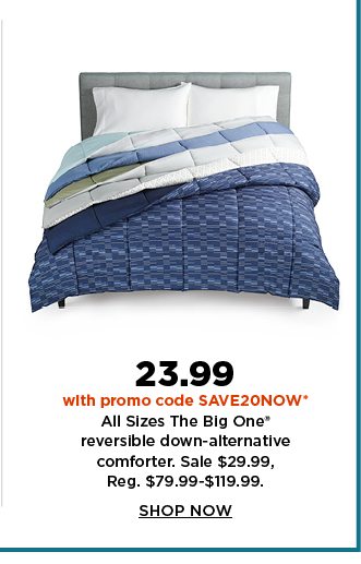 23.99 with promo code SAVE20NOW the big one reversible down-alternative comforter. sale $29.99. sh