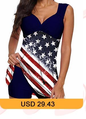 Flag Print Wide Strap Swimdress and Shorts
