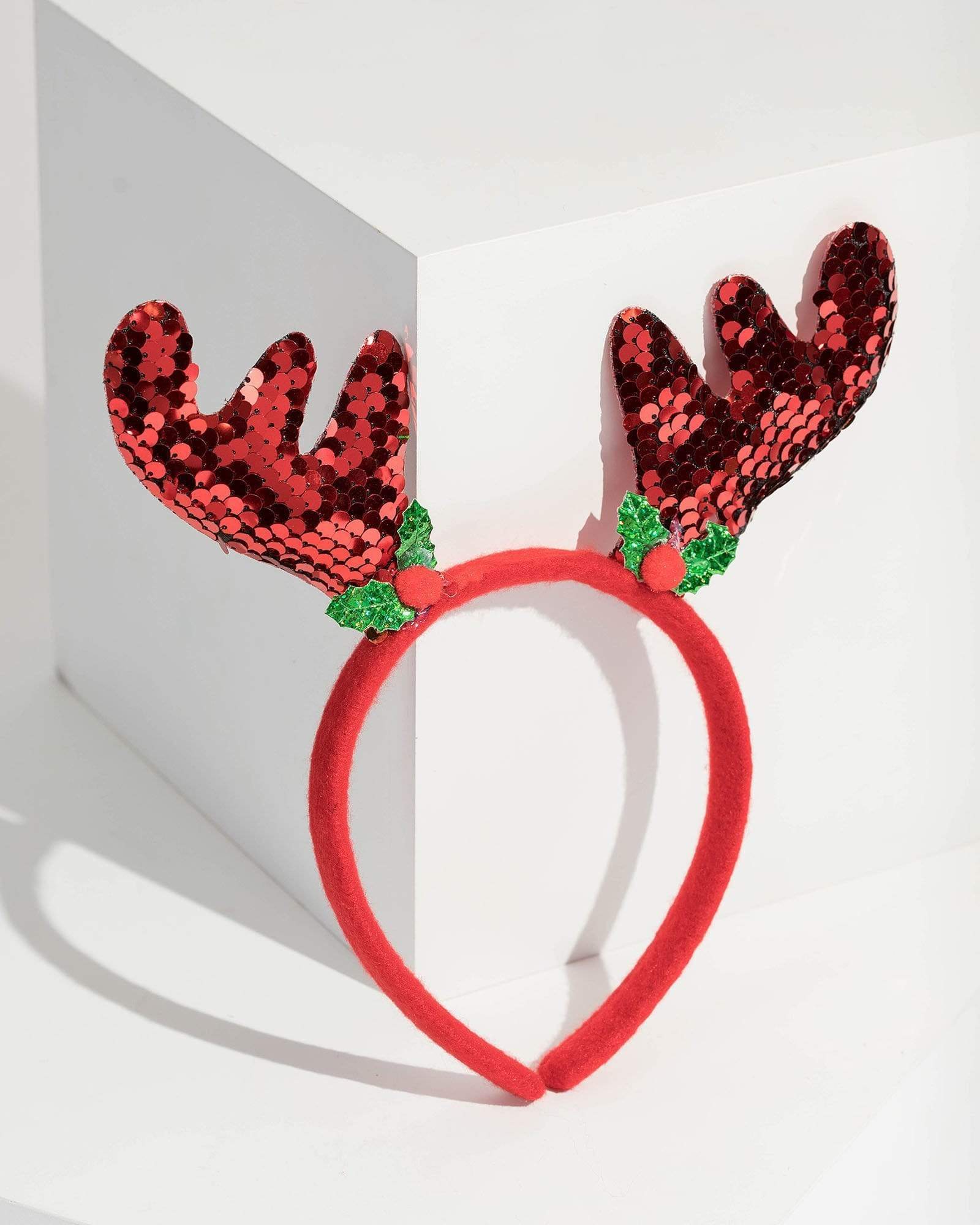 Image of Red Sequin Reindeer Headband