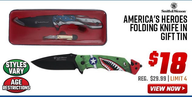 Smith & Wesson America's Heroes Folding Knife in Gift Tin