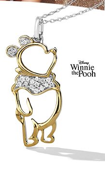 10K Yellow Gold Diamond Winnie the Pooh Necklace