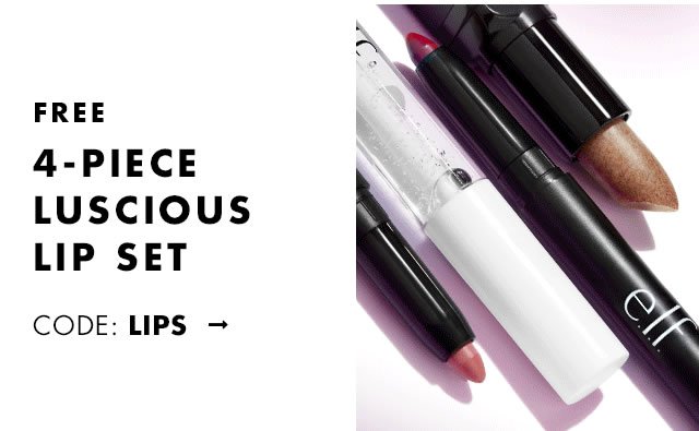 Free 4-Piece Luscious Lip Set. Code: LIPS