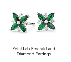 Petal Lab Emerald Diamond Earrings