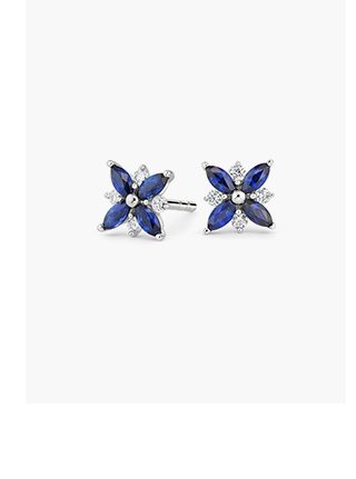 Petal Sapphire and Diamond Earrings