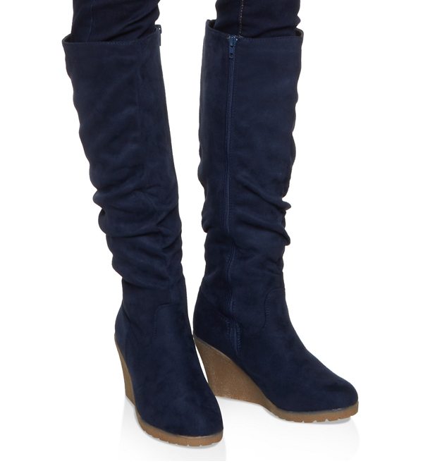 Tall Ruched Wedge Boots