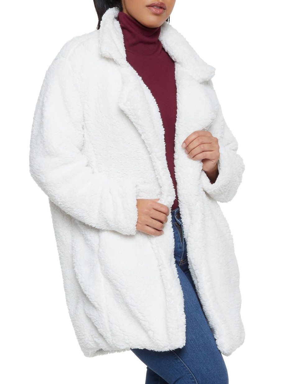 Plus Size Three Button Sherpa Jacket