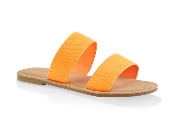 Elastic Two Band Slide Sandals