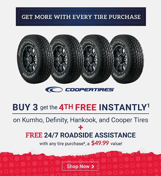 Buy 3 Tires Get the 4th FREE