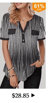 Button Detail Split Neck Half Sleeve Blouse