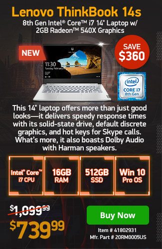 Lenovo ThinkBook 14s i7-8565U 8GB 512GB Radeon 2GB | 41802931 | Shop Now