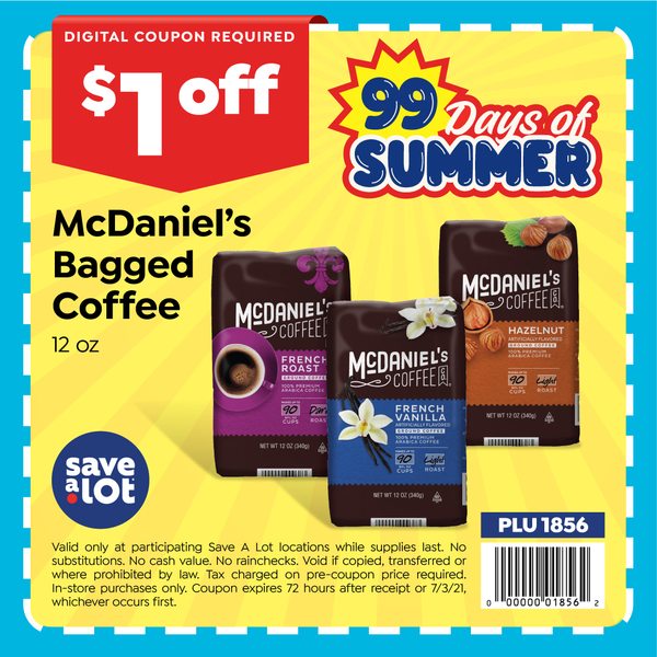 $1 Off McDaniel's Bagged Coffee at Save A Lot