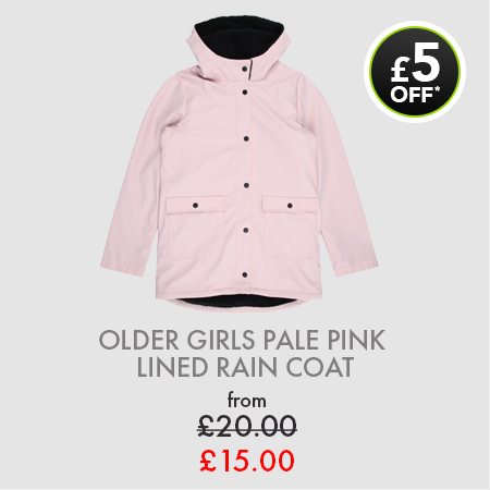 Older Girls Pale Pink Lined Rain Coat