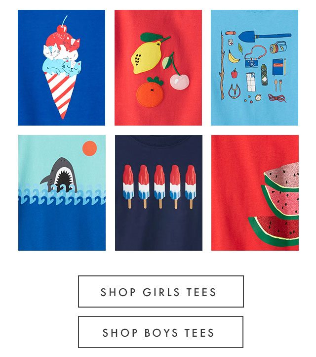Shop girls and boys tees!