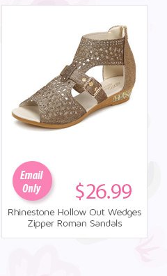 Rhinestone Hollow Out Wedges Zipper Roman Sandals