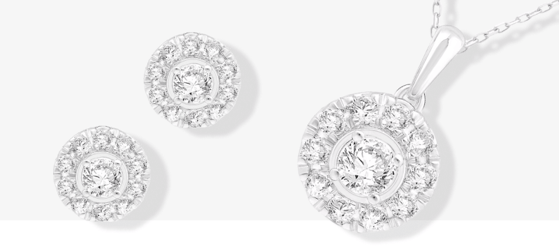 Lab-Grown Diamonds by KAY Halo Gift Set 1-1/2 ct tw 10K White Gold