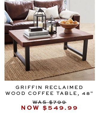 GRIFFIN RECLAIMED WOOD COFFEE TABLE, 48"