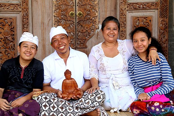 Wayan Rendah with his Family