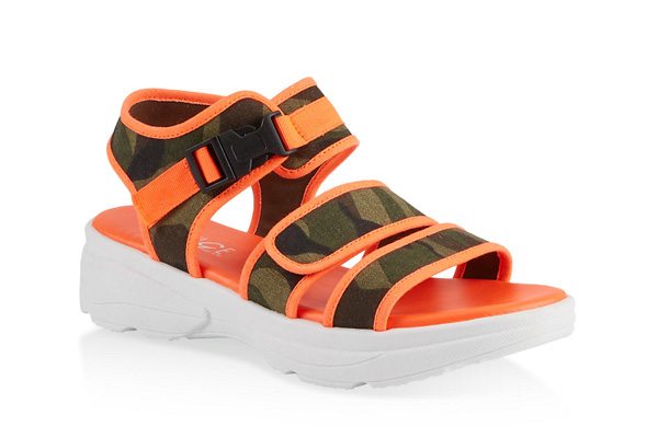 Contrast Trim Sporty Platform Sandals