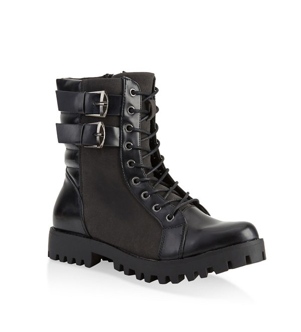 Two Buckle Quilted Combat Boots