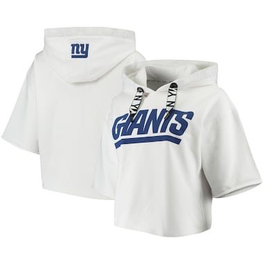 New York Giants DKNY Sport Women's Emma Half-Sleeve Pullover Hoodie - White