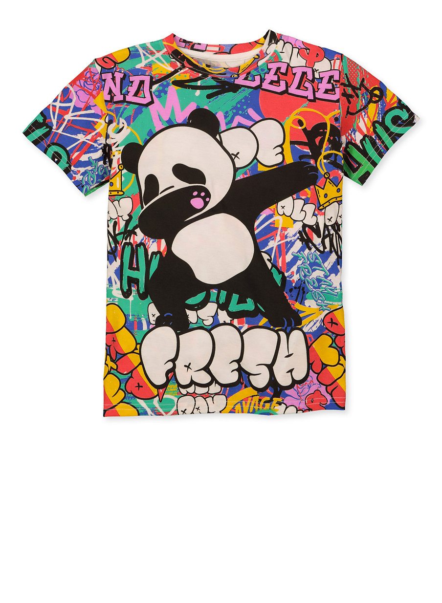Boys Fresh Panda Graffiti T Shirt