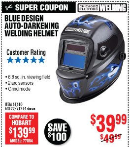 View Blue Design Auto Darkening Welding Helmet