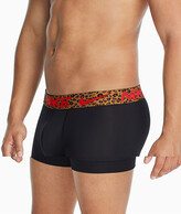 microfiber 3 pack trunks in black with animal print waistband