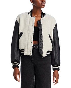 Colorblocked Faux Fur Bomber Jacket