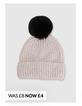 Womens Grey Lurex Bobble Beanie Hat