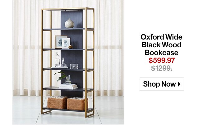 Oxford Wide Black Wood Bookcase $599.97