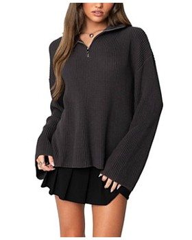 Amour High Neck Oversized Zip Sweater