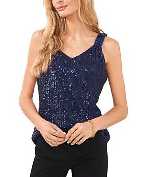 Ruched Strap Sequin Tank Top